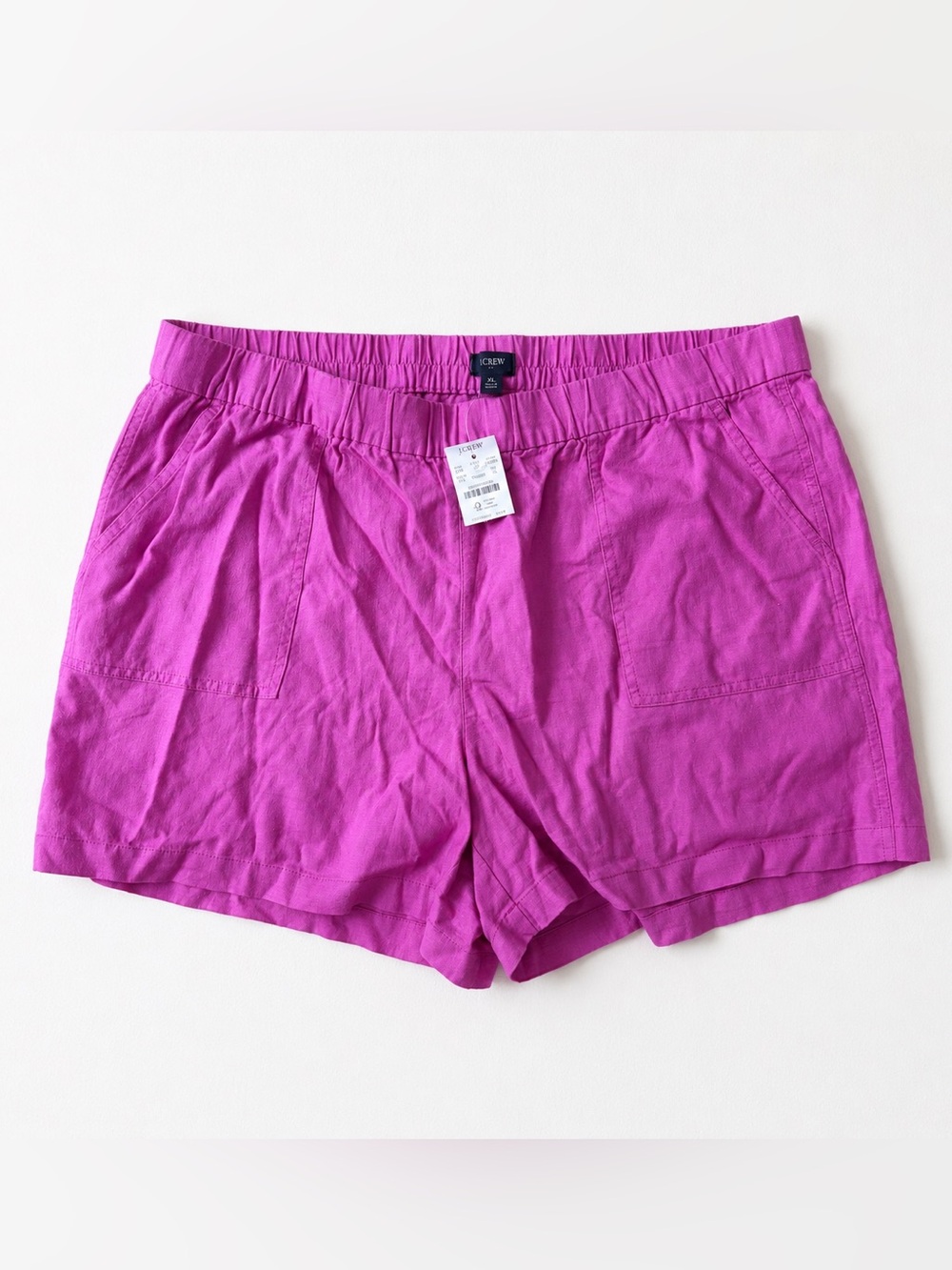 J.Crew Linen Blend Pull On Shorts XL Pink Elastic Waist Casual Summer NWT Barbie